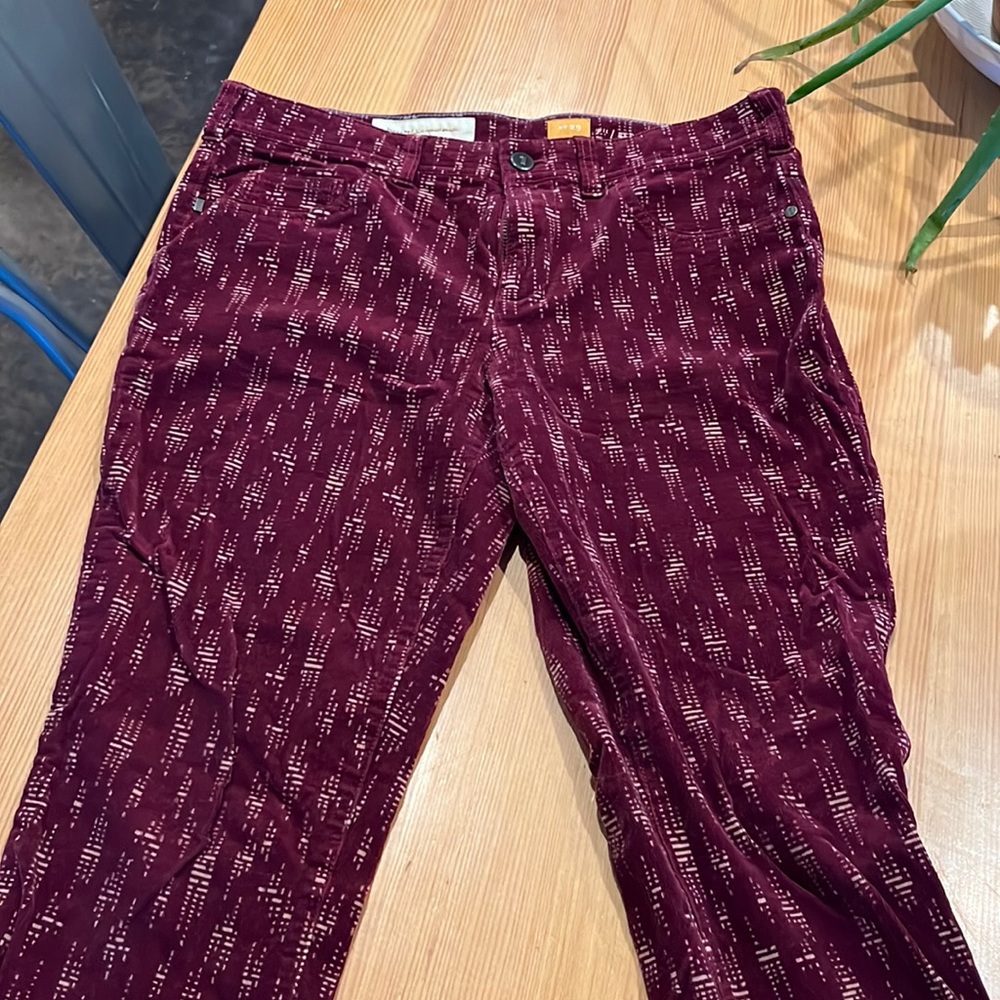 Anthro Pilcro Patterned Corduroy Serif Fit Pants
